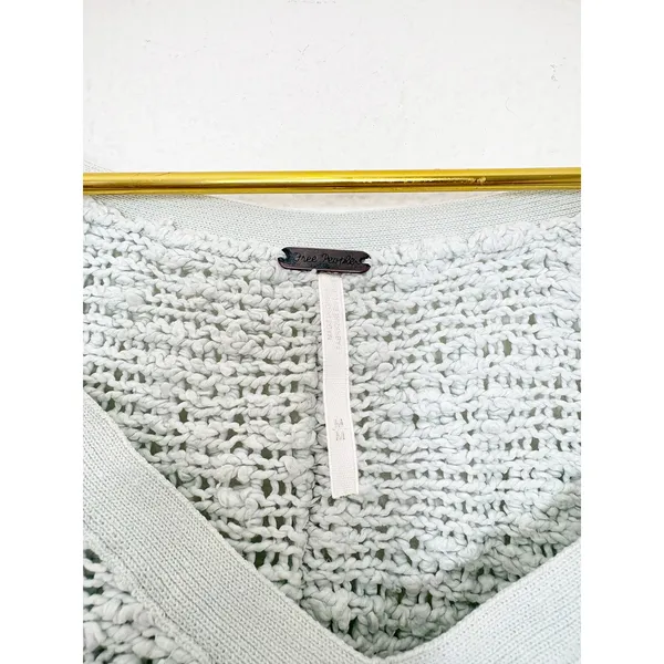 Free People Songbird Shaggy Knit Pullover Sweater Chunky Oversize Medium Seafoam - Image 6