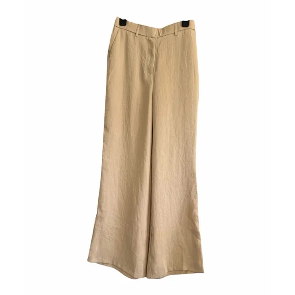 OGL Ecru Wide Leg Pants European Linen Blend High Rise NWT Medium Coastal Chic - Image 5