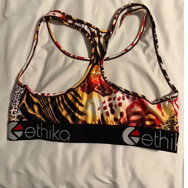 Ethika Womens Animal Print Racerback Sports Bra Multicolor Mixed Pattern XL‎ - Image 2
