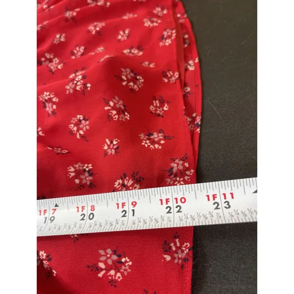 Madewell XL Red Ditsy Floral Babydoll Blouse Sheer Long Sleeve Boho Cottagecore - Image 10