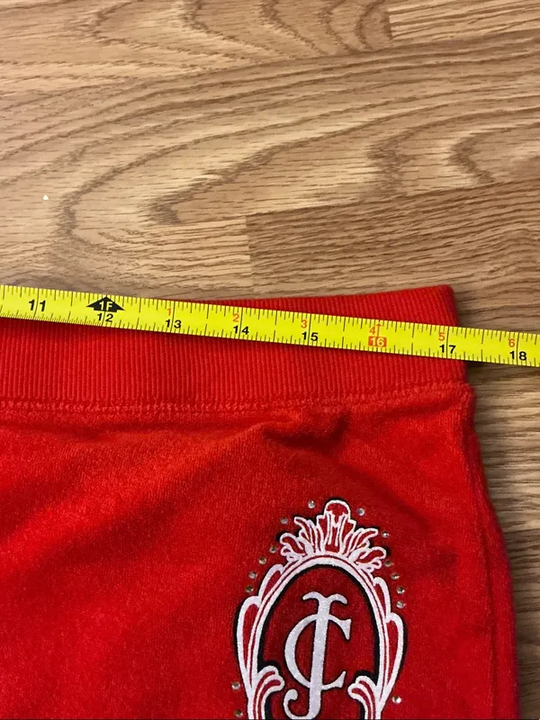 Juicy Couture Red Terry Drawstring Capri Sweatpants Size Large - Image 5
