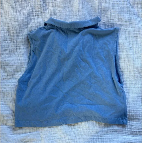 ZARA Blue Collared Crop Top - Image 3