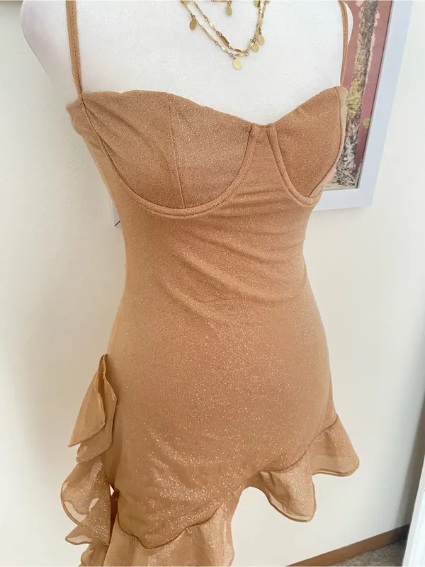 Babyboo Dixie Gold Sparkle Glitter Mini Dress in Small New *NO GLOVES* - Image 5