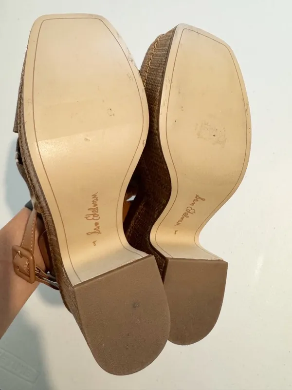 Sam Edelman Theresa Sandals Size 8 Gray Linen Multi‎ Strap Platform Vacation - Image 6
