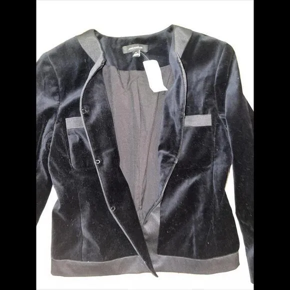 Ann Taylor Black Velvet‎ Blazer SJacket Hook Closure Size 0 NWT $169 - Image 3