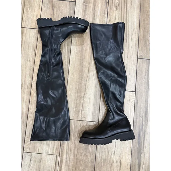 New! Jeffrey‎ Campbell Besos Thigh High Lug Sole Boots Black Sz 9.5 - Image 4