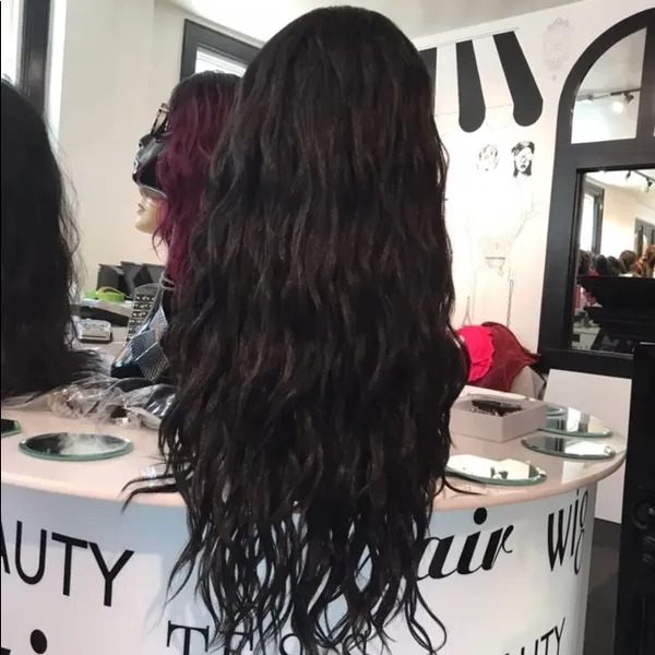 Wig Swisslace Human hair Blende Brown Long Curls - Image 2