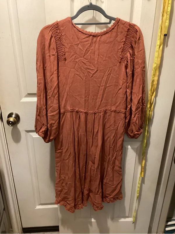 Umgee Rust Smocked V-Neck Mini Dress - Image 4