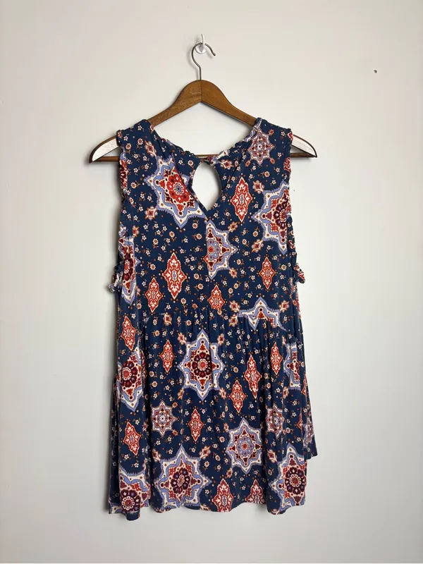 Maurices Navy Blue Medallion Print Drop Waist Sleeveless Tank Top - Image 7