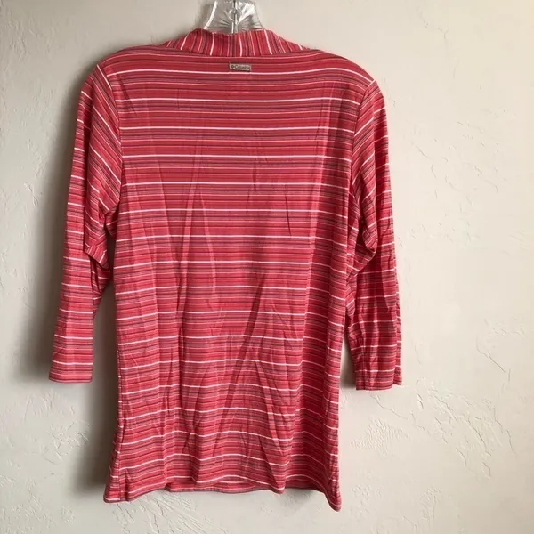 Columbia Orange Striped Deep Scoop Neck Outdoor Casual Performance Top‎ - Image 6