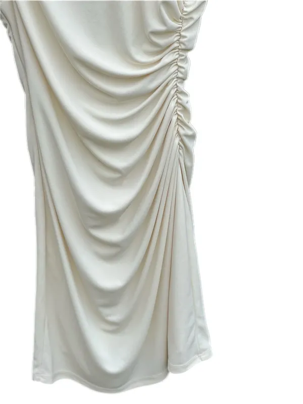Zara Cream Sleeveless Ruched Mini Dress - Image 6