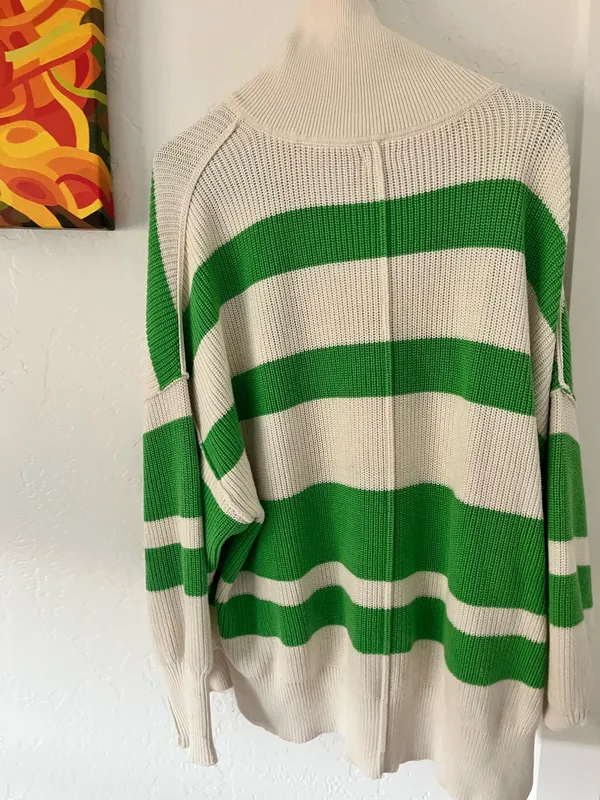 Aerie Green Striped Half-Zip Sweater - Image 5