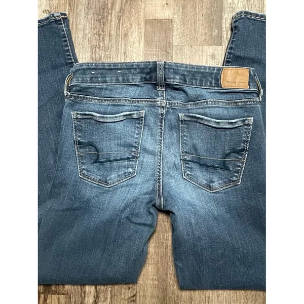 American‎ Eagle Outfitters Women's Blue Super Stretch Skinny Jeans - Image 2
