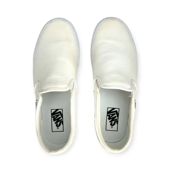 VANS | US Women Size 9 | Classic Asher White Canvas Slip-On Skate Shoes 721356 - Image 3