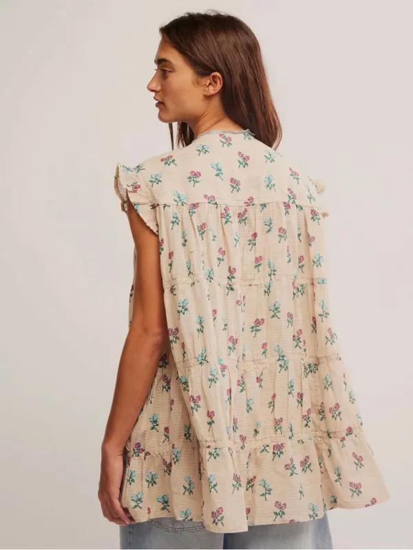 NWT Free People Sundown Ivory‎ Combo Ditsy Floral Cottagecore Boho Tunic Dress - Image 5