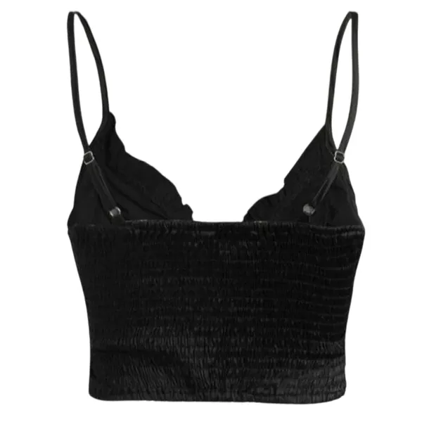 Cider NWT Lace Up Bustier Corset Eyelet Detail Smock Crop Top Adjustable Strap M Black - Image 5