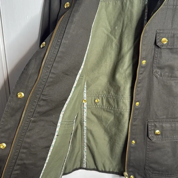 J. Crew Relaxed Boyfriend Field Jacket Olive Green w/ Gold Hardware W1076 Sz S - Image 8