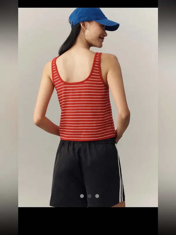 Pilcro Anthropologie Scoop Neck Striped Button Front Tank - Image 2