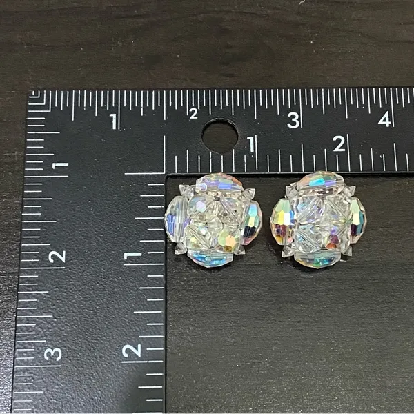 Vintage Laguna Aurora Borealis Cluster Clip Earrings - Image 11