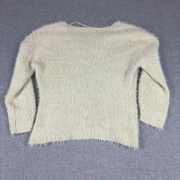 Kimchi Blue Sweater Womens Small White Acrylic Polyamide V Neck‎ Fuzzy Pullover - Image 8