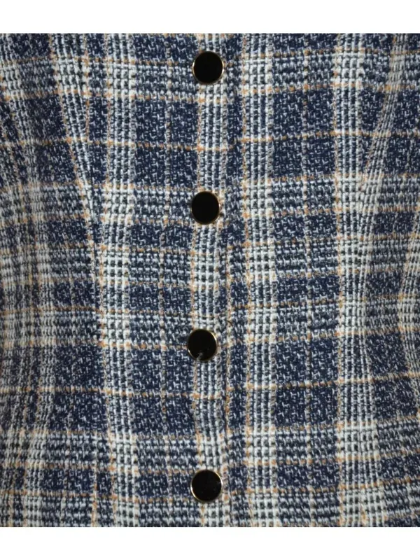 NWT Lulus Posh Arrival Blue Multi Plaid Tweed Mini Dress Size M Academia Preppy - Image 3
