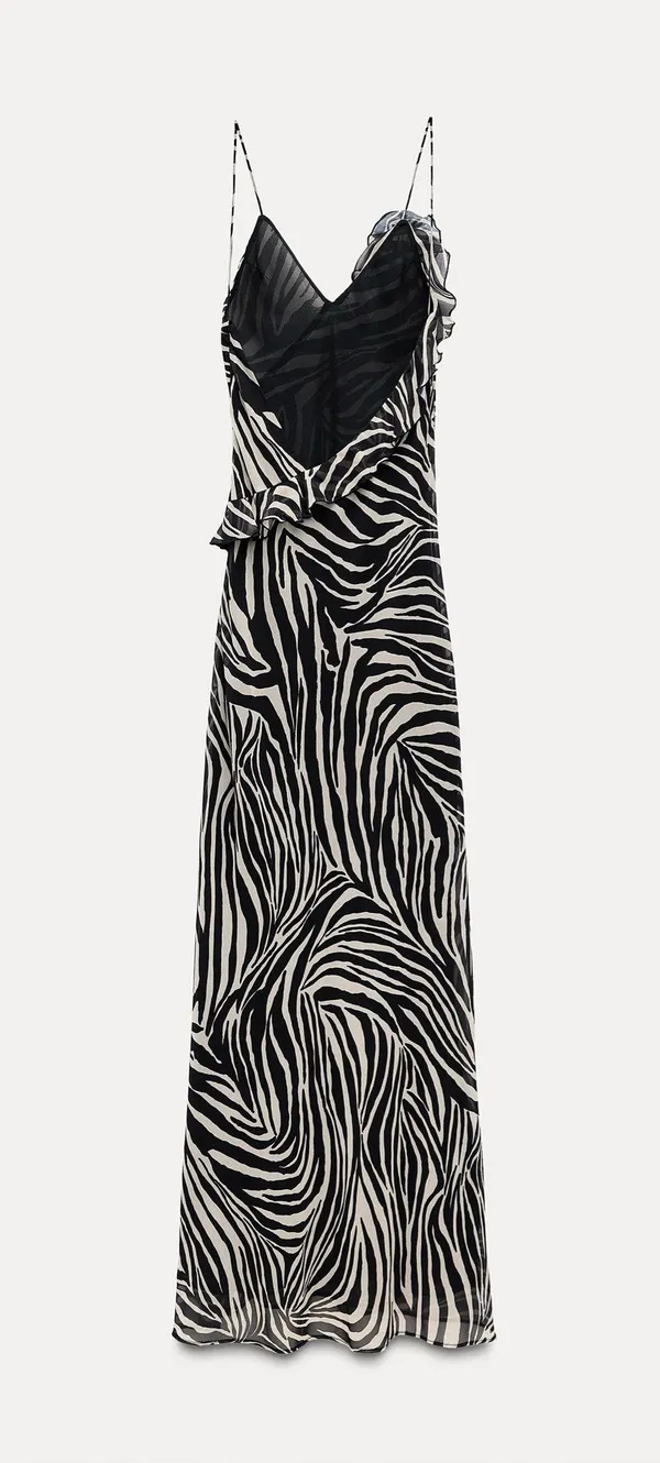 Zara dress maxi zebra animal print flower open back bodycon evening wedding - Image 15