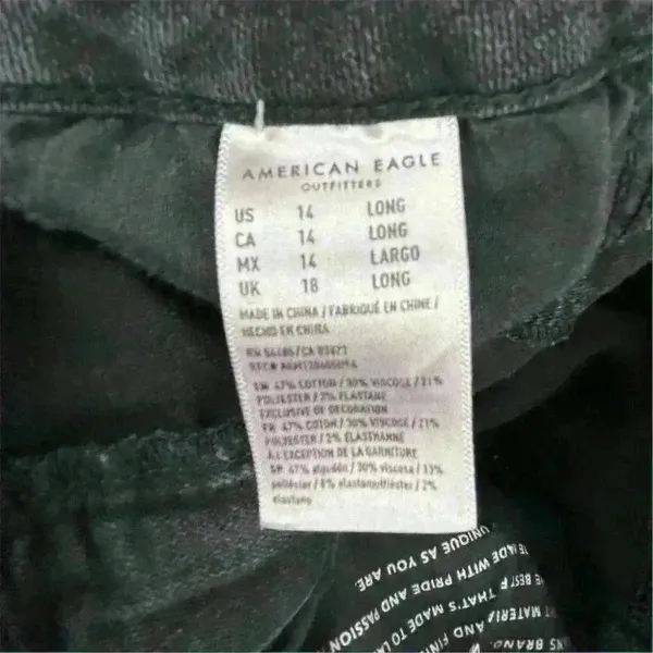 American Eagle Women's Black Skinny Jeans‎ Size 14 Long Stretch Mid Rise - Image 7