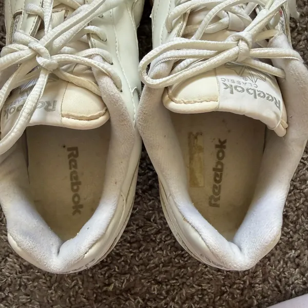 Vintage Reebok Classic Harman Run White Leather Gum Sole Sneakers - Image 6