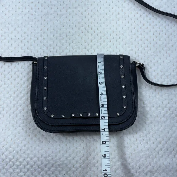 Kate Spade Black Saffiano Leather Rhinestone Embellished Small Crossbody Bag - Image 9