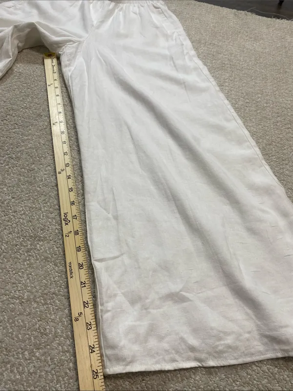 Show Me Your MuMu White Wide-Leg Linen-Blend Pants 100% Rayon Size XS - Image 12