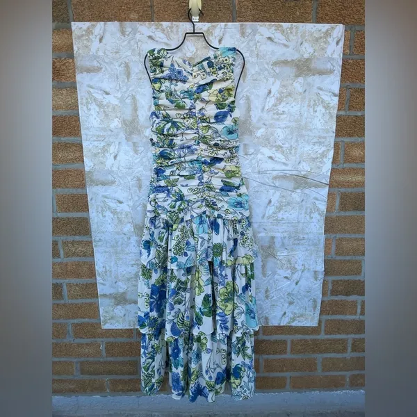 Abercrombie & Fitch High Neck Ruched Tiered Maxi Dress size XS - Image 7