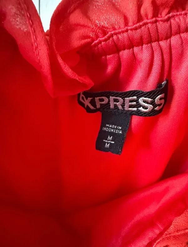 Express orange/Red Off-Shoulder Ruffle dress - Image 3
