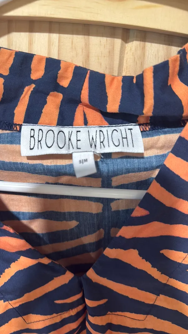 Orange and navy top Size M - Image 2