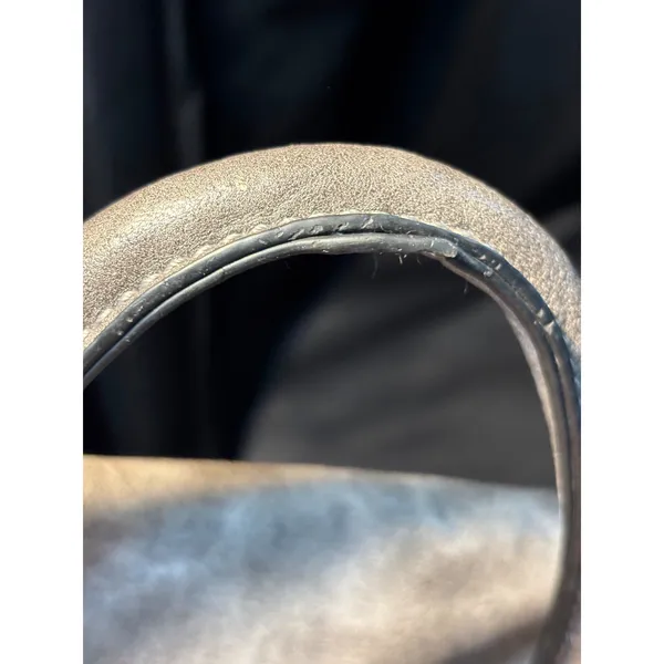 Gray Distressed Vegan Leather Convertible Backpack Shoulder‎ Bag Silver Padlock - Image 11