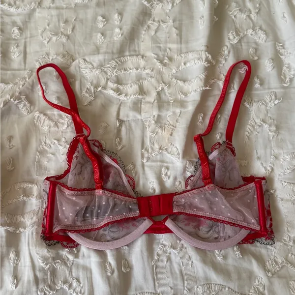 Victoria's Secret Vibrant Red Lace Bras 34C - Image 5