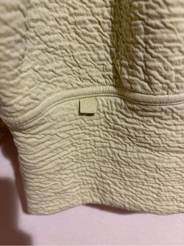 Lululemon Textured Crewneck Pullover Cropped 3/4 Sleeve Sweatshirt Dew Green 4 - Image 8