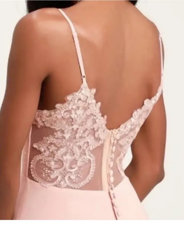 Lulu's Blush Spaghetti Strap V-Neck Maxi Dress - Image 2