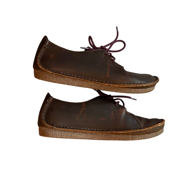 Clarks women Janey may flats leather derby shoes lace up Oxford moccasin Size 7 - Image 4