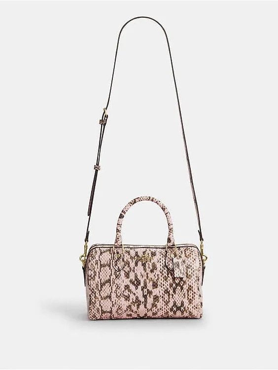 NEW Coach Rowan Pink Snakeskin Embossed Leather Satchel NWT - Image 4
