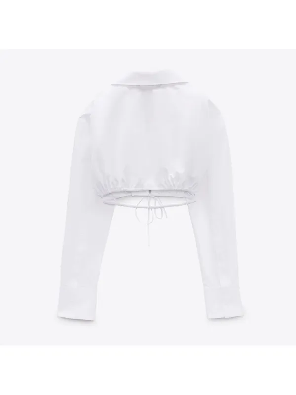 NWOT ZARA 100% cotton white Poplin Tie front Top - Image 4