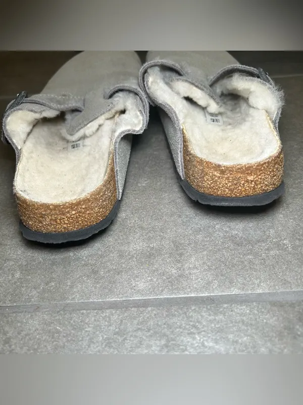 Birkenstock Boston Shearling Lined Gray Suede Slip On Clogs Women’s Shoe Size 9 - Image 5