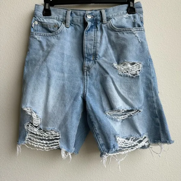 Lovers and Friends Devon High Rise 90s Cut Off Denim Shorts Distressed Size 26 - Image 2