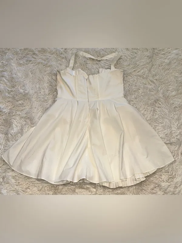 NEW HOUSE OF CB Heidi white cotton halter Minidress Sz XL - Image 6