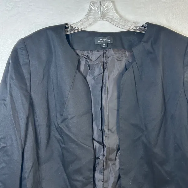 Tahari‎ Arthur S Levine Glenda Black Open Front Blazer Jacket Womens Size 16 NEW - Image 3