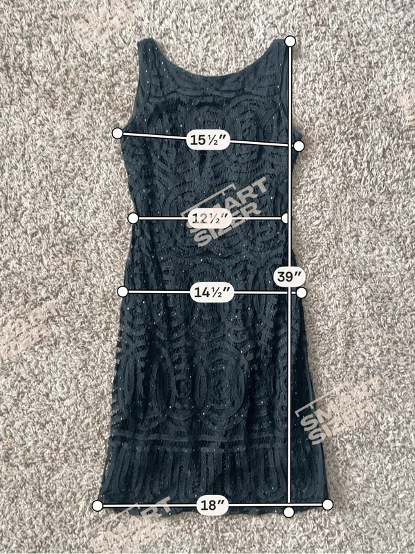 CACHE | Black Beaded Lace Midi Dress Sz S - Image 8