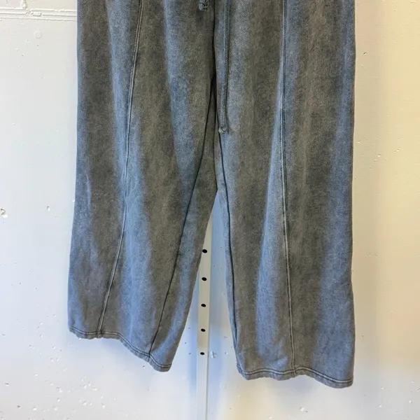 Zara Gray Acid Wash Wide Leg Seam Front‎ Sweatpants Streetwear 3199/804 Small - Image 4
