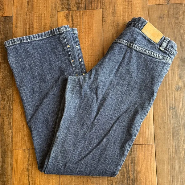 Vintage Tommy Hilfiger Bootcut Jeans Size 8 Dark Blue Y2K - Image 8