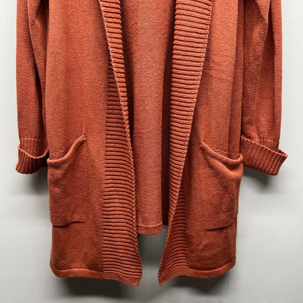 Tahari Open Front Hooded Duster Knit Cardigan Womens 1X Work Travel Outdoor - Image 4