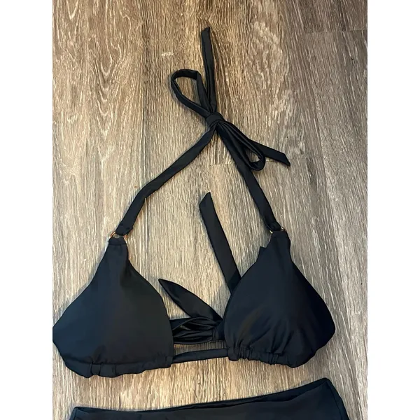 Quince Triangle Bikini Top and High Rise Bottom in Black Size M NWT! - Image 2