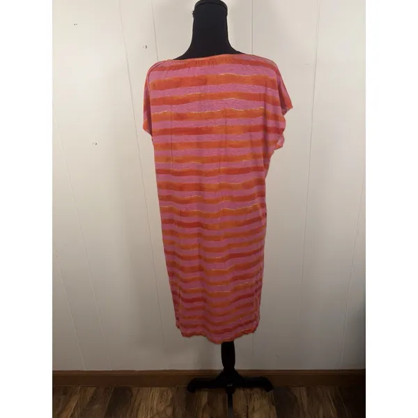 tommy bahama pink orange stripe linen blend dress medium t shirt dress Tunic - Image 5